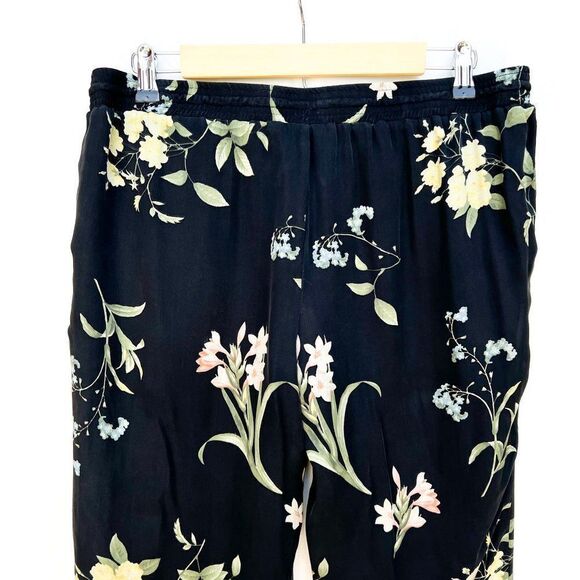 Joie Black Botanical Floral Black 100% Silk Pants - Picture 7 of 8